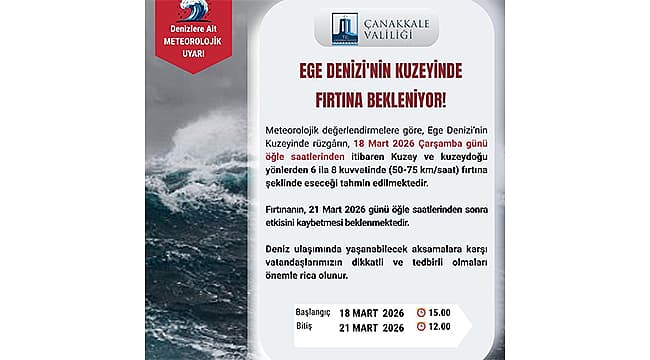 Çanakkale'ye Kuvvetli Fırtına Uyarısı: Deniz Ulaşımı Aksayabilir!