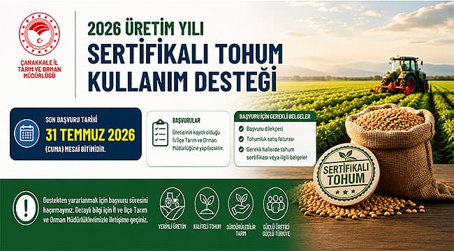 SERTİFİKALI TOHUM DESTEĞİNDE SON BAŞVURU TARİHİ 31 TEMMUZ