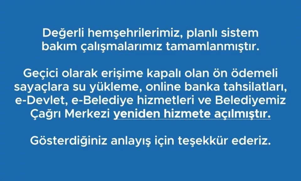 Çanakkale Belediyesi Sistem Bakımı Tamamlandı
