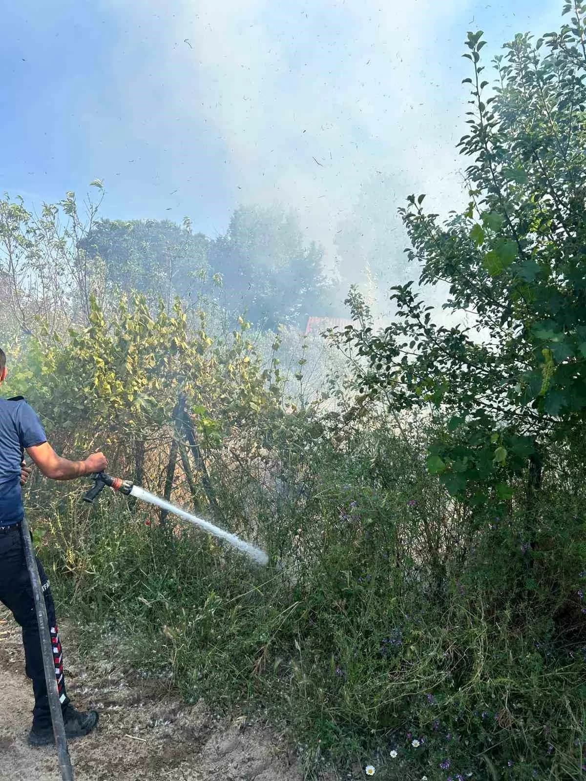 Ezine'de Otluk Alanda Çıkan Yangın Söndürüldü
