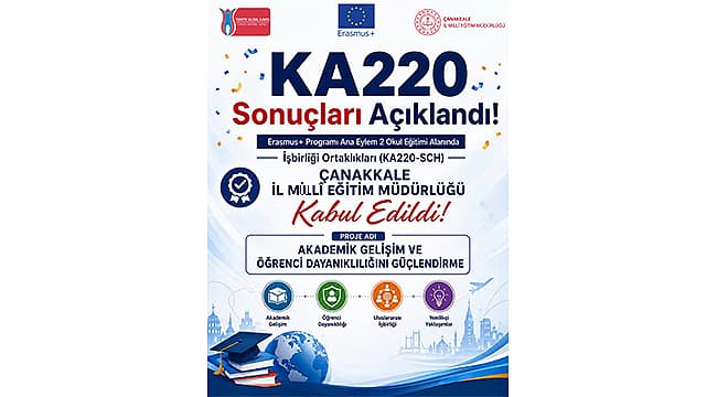 ÇANAKKALE'NİN ERASMUS+ PROJESİNE 250 BİN AVRO HİBE Çanakkale İl Millî Eğitim Müdürlüğünün hazırladığı “Akademik Gelişim ve Öğrenci Dayanıklılığını Güçlendirme” başlıklı Erasmus+ planı kabul edildi. AK PARTİ ÇANAKKALE’DE İL GENEL MECLİSİ GRUP