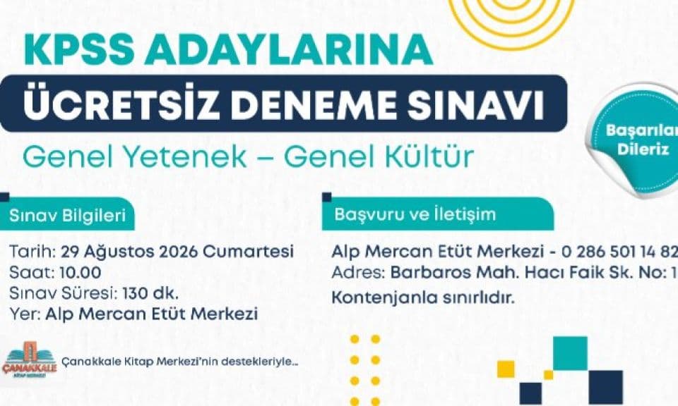 Çanakkale’de KPSS Adayları İçin Ücretsiz Deneme Sınavı: 29 Ağustos’ta Gerçek Zamanlı Deneyim