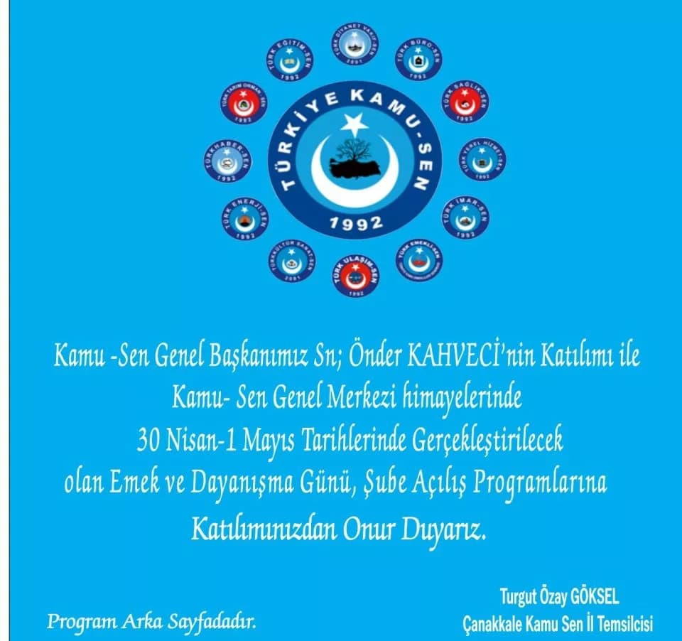 Türkiye Kamu-Sen 1 Mayıs'ta Çanakkale'de Güçlü Katılımla Meydana İniyor