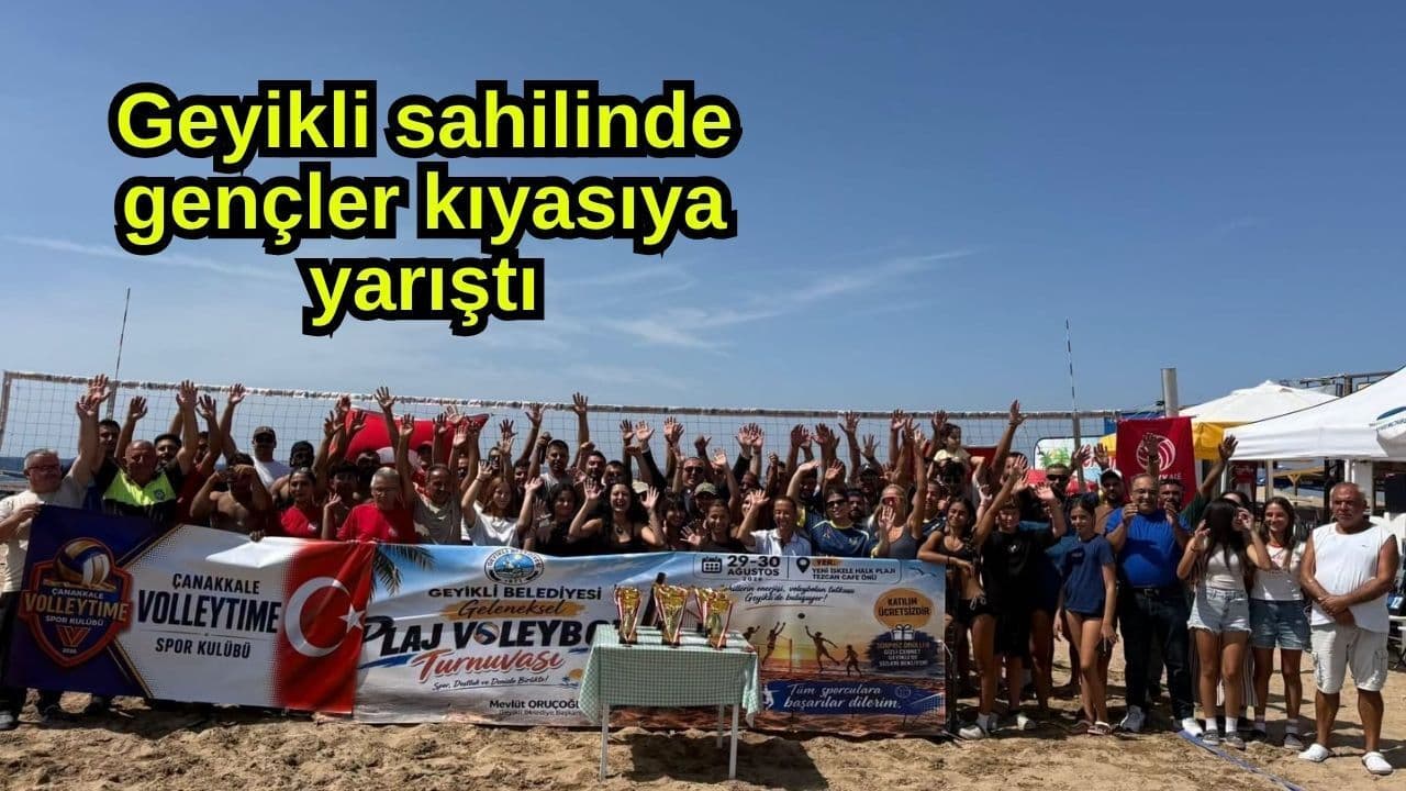 Geyikli sahilinde gençler plaj voleybolu turnuvasında büyük rekabet sergiledi