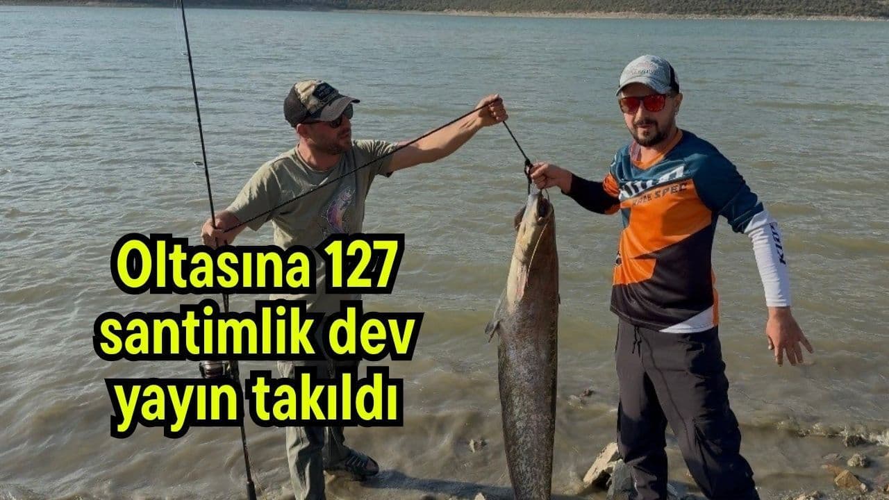 Oltasına 127 santimlik dev yayın takıldı (Video)
