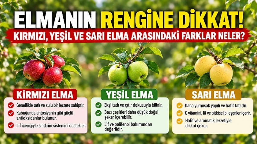 Elmanın Rengini Dikkat! Kırmızı, Yeşil ve Sarı Elma Arasındaki Farklar Nelerdir?