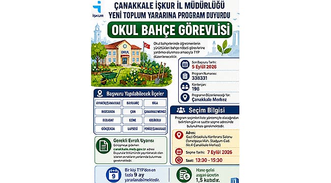 Çanakkale Okullarına Büyük İstihdam Fırsatı: 198 Bahçe Görevlisi Aranıyor!