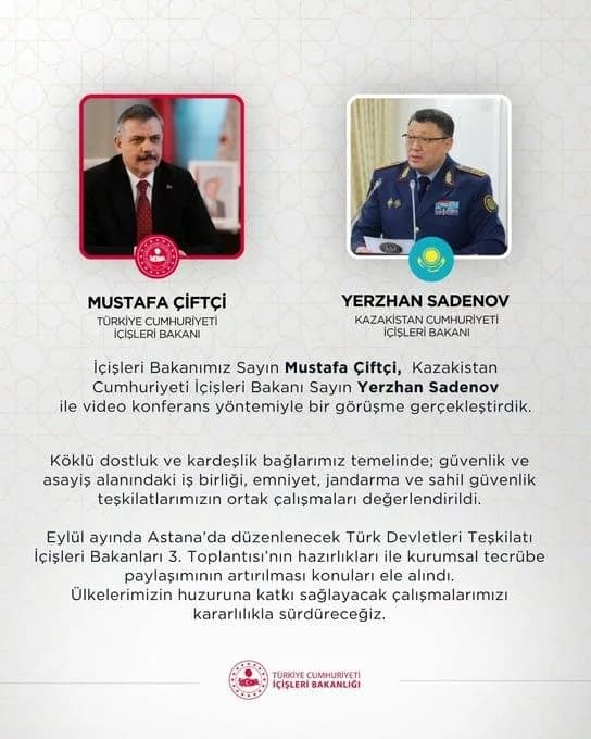 Bakan Çiftçi ile Kazakistan İçişleri Bakanı Görüştü
