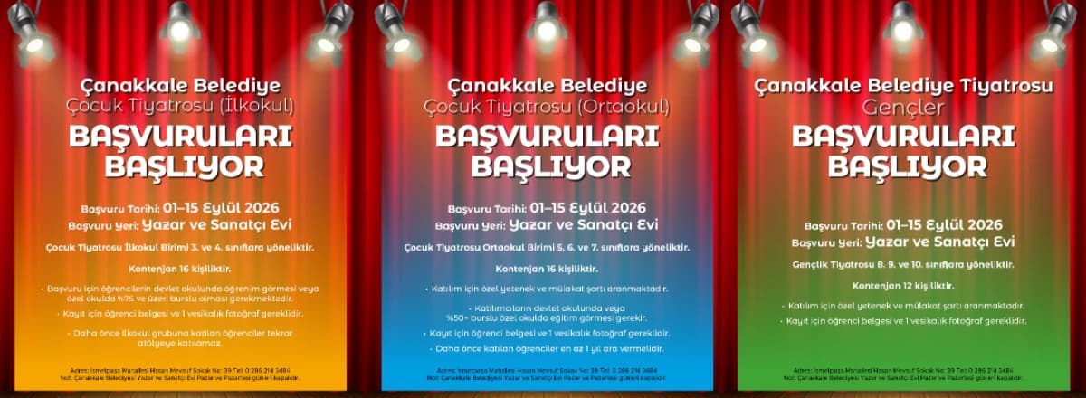 Çocuk ve Gençlere Tiyatro Fırsatı: Kayıtlar Başlıyor haberi Çanakkale’de