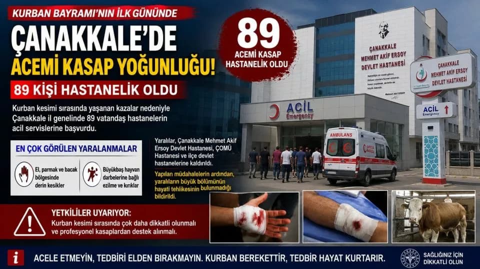 Kurban Bayramı'nın İlk Günü Çanakkale'de 89 Kişi Hastanelik Oldu
