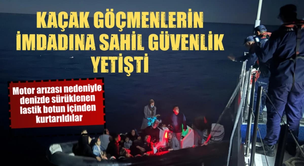 Çanakkale açıklarında sürüklenen lastik bottaki 14 kaçak göçmen kurtarıldı