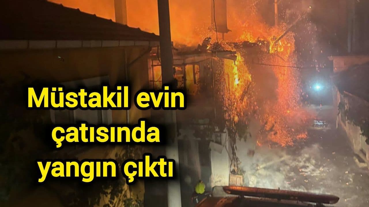 Çanakkale’de iki katlı müstakil evin çatısında yangın çıktı, itfaiye ekipleri müdahale etti