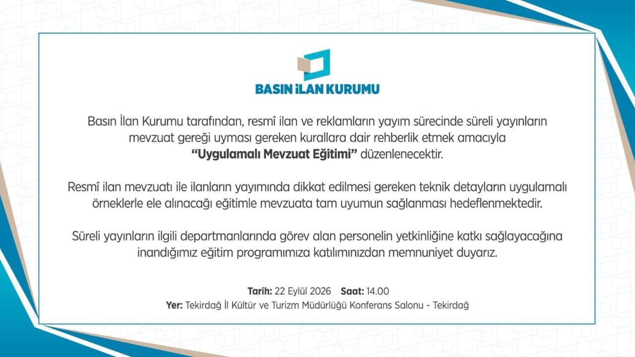 Basın İlan Kurumu’ndan Süreli Yayınlar İçin Uygulamalı Mevzuat Eğitimi