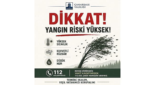 ÇANAKKALE VALİLİĞİNDEN KUVVETLİ RÜZGÂR UYARISI!