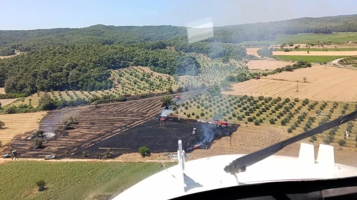 Çanakkale'de Tarım Arazisinde Başlayan Yangın Kontrol Altına Alındı