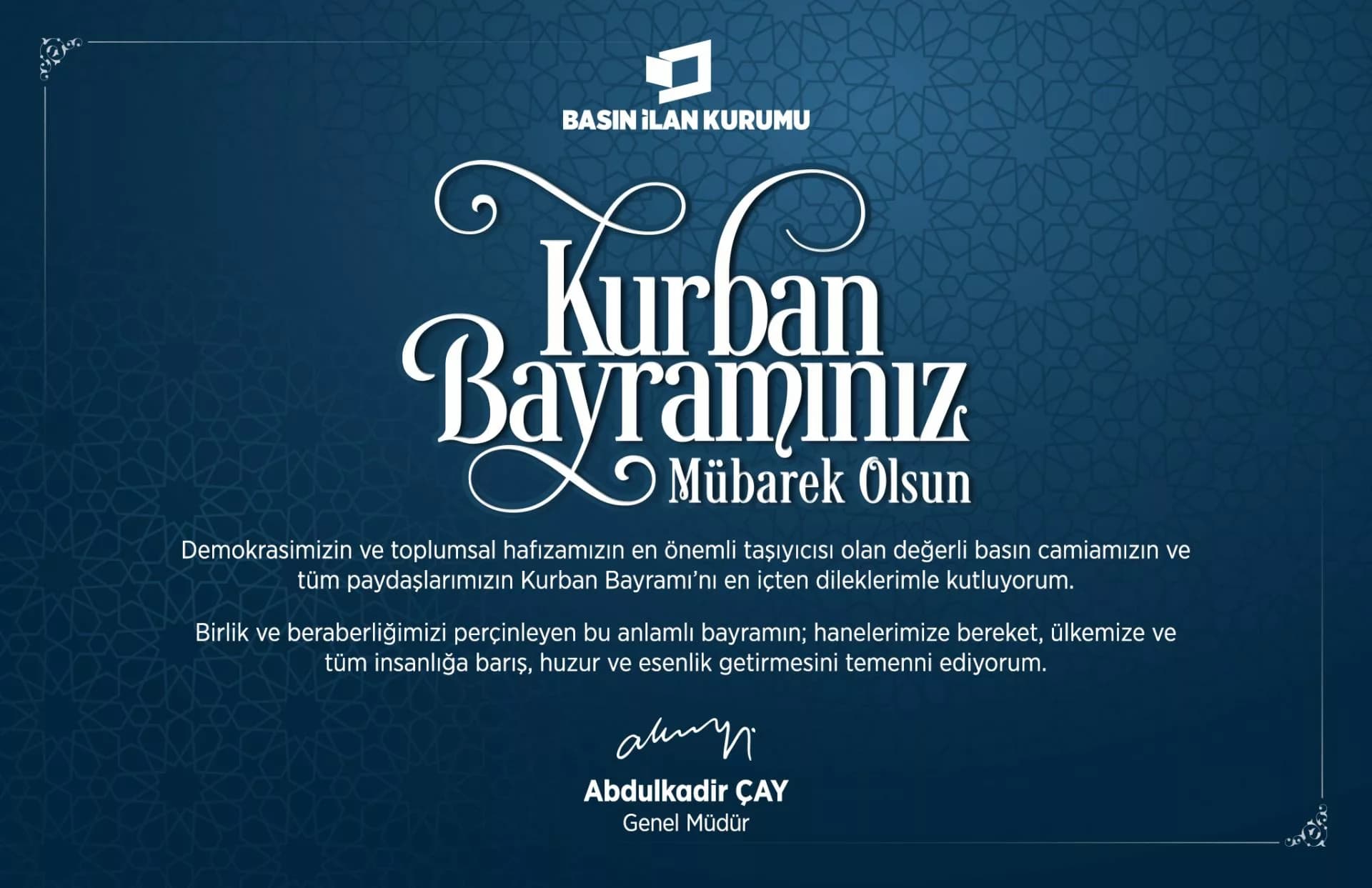 Kurban Bayramı Mesajı
