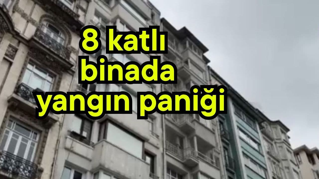 8 katlı binada yangın paniği (Video)