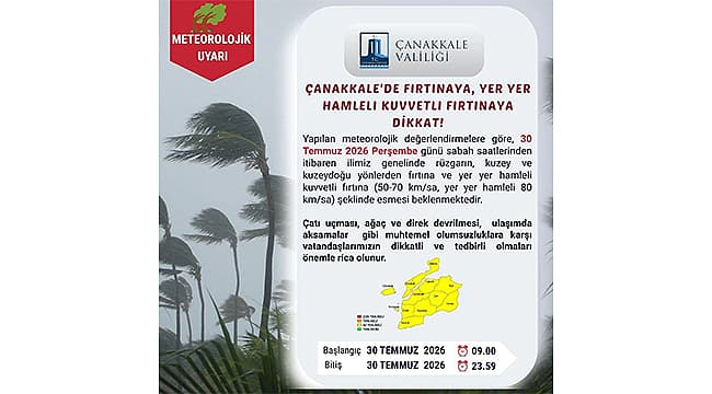 ÇANAKKALE İÇİN FIRTINA UYARISI!