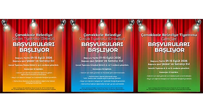 ÇOCUKLAR VE GENÇLER İÇİN YENİ SEZON KAYITLARI BAŞLIYOR Belediye Tiyatrosu bünyesinde yürütülecek 2026 – 2027 evreyi tiyatro kursları bünyesinde; (3 ve 4. sınıf) Çocuk Tiyatrosu İlkokul Birimi, (5, 6 ve 7. sınıf) Çocuk Tiyatrosu Ortaokul Birimi ile