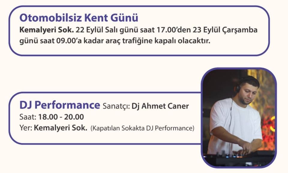 Kemalyeri Sokak, Otomobilsiz Kent Günü Etkinliği Nedeniyle Trafiğe Kapatılıyor