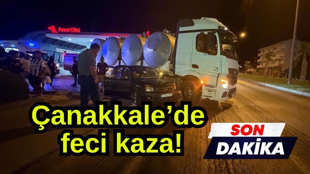 Ezine’de tanker ve otomobil çarpıştı: Trafik kazası bölgeyi etkiledi