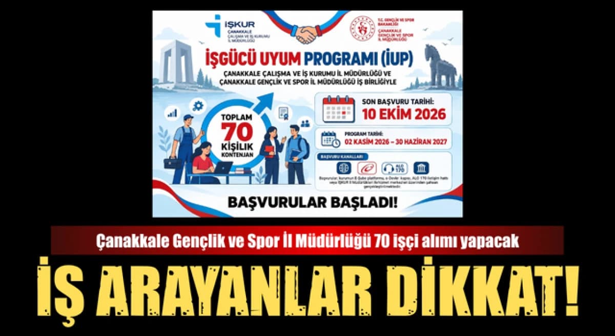 Çanakkale Gençlik ve Spor İl Müdürlüğü 70 Geçici Personel Alımını Açtı