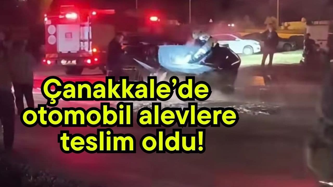 Çan ilçesinde bir otomobil aniden alev aldı