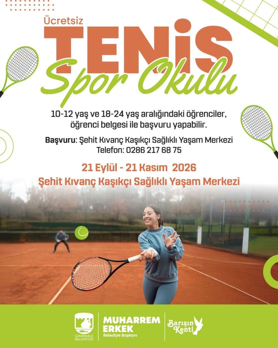 Çanakkale Belediyesi’nden Çocuk ve Gençlere Ücretsiz Tenis Spor Okulu