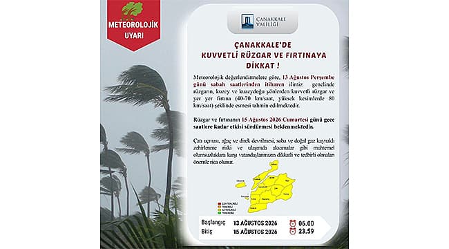 Çanakkale'de Rüzgar ve Fırtına Uyarısı