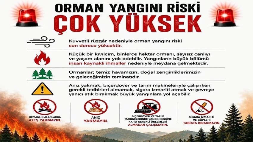 Çanakkale Valiliğinden Orman Yangını Uyarısı