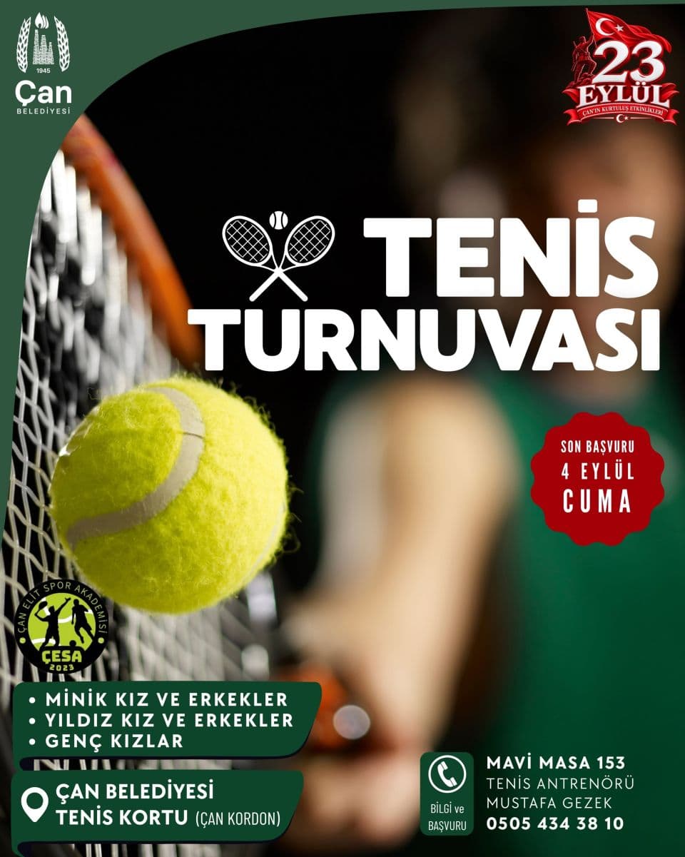 Çan’da Kurtuluş Etkinlikleri Kapsamında Tenis Turnuvası Düzenlenecek