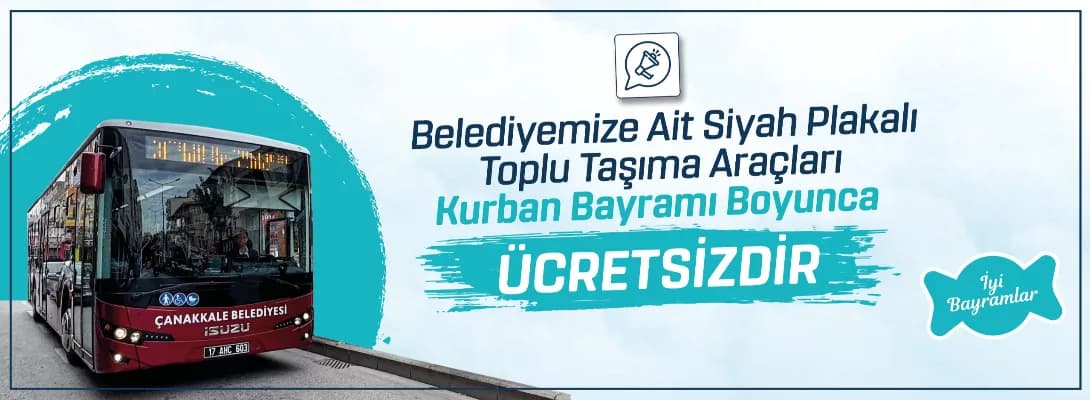 Çanakkale Belediyesi'nden Duyuru: Ücretsiz Otobüs Uygulaması
