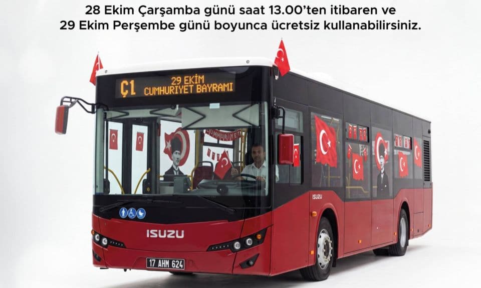 Cumhuriyet Bayramı’nda Çanakkale’de Belediye Otobüsleri Ücretsiz Yolculuk Sunuyor