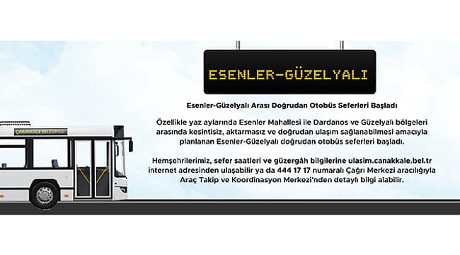 ESENLER-GÜZELYALI ARASI DOĞRUDAN OTOBÜS SEFERLERİ BAŞLADI